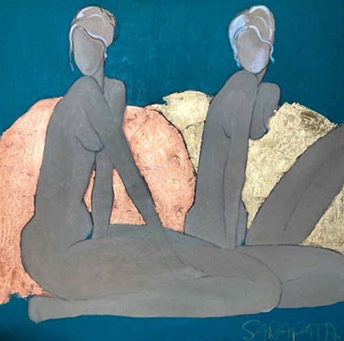 Living room painting by Joanna Sarapata titled Double Nude
