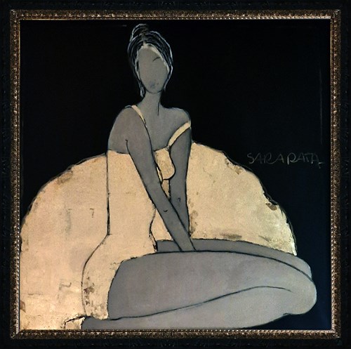 Living room painting by Joanna Sarapata titled Golen Ballerina