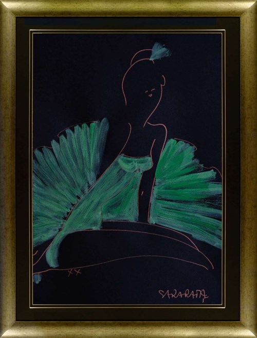 Obraz do salonu artysty Joanna Sarapata pod tytułem Ballerina zielono-niebieska z cyklu Ecole de Paris