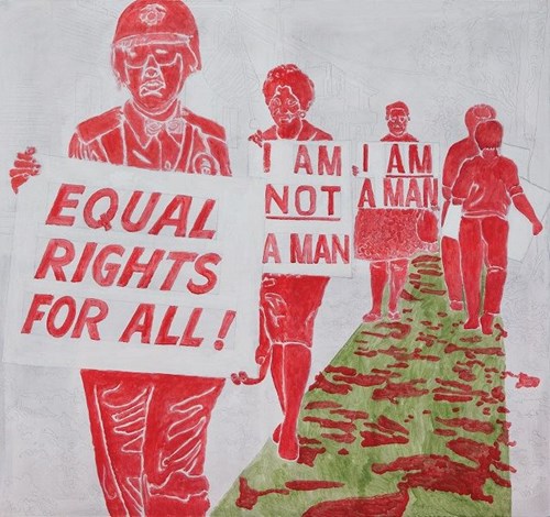 Living room painting by Marek Sobczyk titled Equal right for all