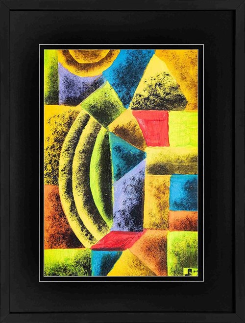 Living room painting by Piotr Młodożeniec titled Abstract geometric composition