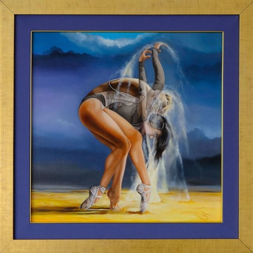 Living room painting by Andrzej Sajewski titled Dancing Exorcism
