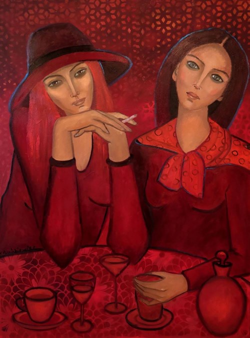 Obraz do salonu artysty Krystyna Ruminkiewicz pod tytułem Takie dwie w pewien piątkowy wieczór