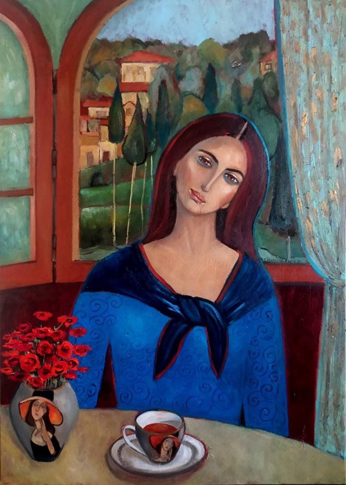 Obraz do salonu artysty Krystyna Ruminkiewicz pod tytułem Taka jedna i Modigliani