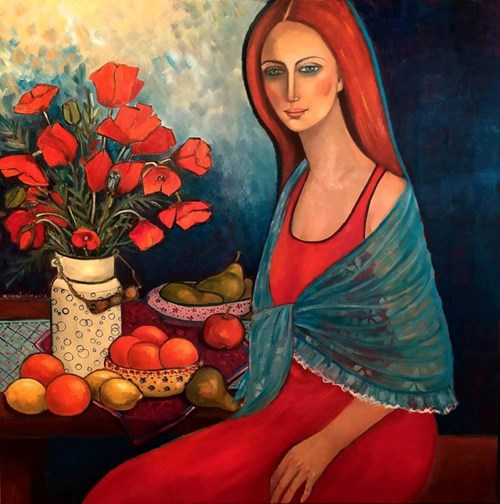 Living room painting by Krystyna Ruminkiewicz titled One in still life