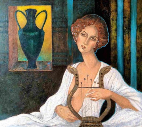 Living room painting by Krystyna Ruminkiewicz titled Sappho