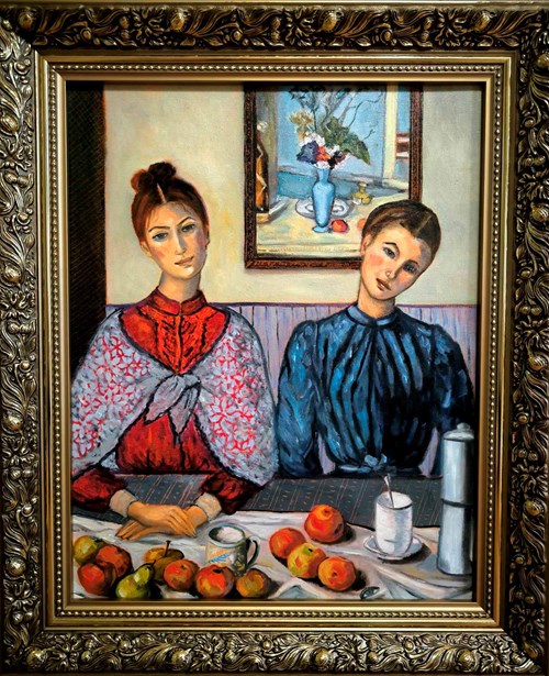 Living room painting by Krystyna Ruminkiewicz titled Two of these from Cezanne