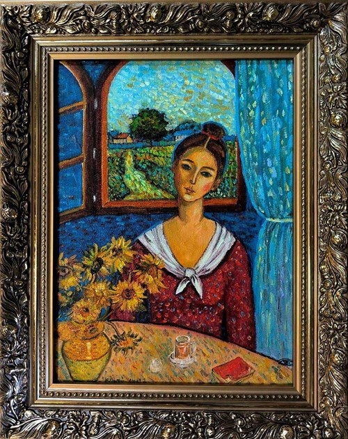 Living room painting by Krystyna Ruminkiewicz titled Dialogue with Van Gogh