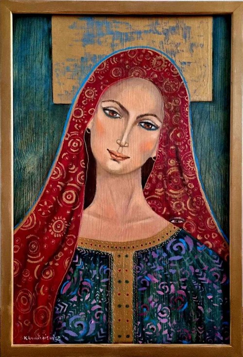 Living room painting by Krystyna Ruminkiewicz titled Madonna in Nimb
