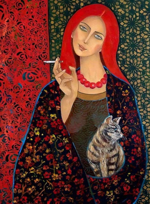 Obraz do salonu artysty Krystyna Ruminkiewicz pod tytułem Taka jedna od jutra rzuca palenie