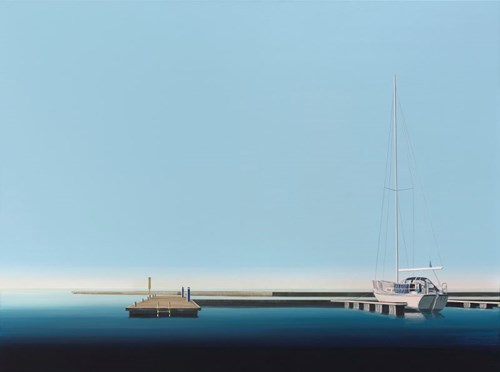Living room painting by Tomasz Kołodziejczyk titled Yacht Harbor