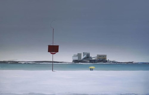 Living room painting by Tomasz Kołodziejczyk titled Winter Harbour