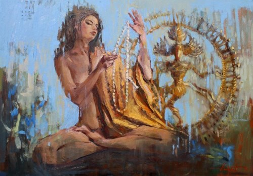 Living room painting by Henadzy Havartsou titled Shiva wheel