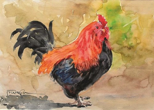 Living room painting by Aleksander Franko titled Rooster