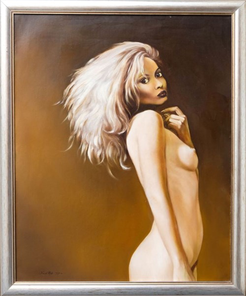Living room painting by Karol Bąk titled Nude