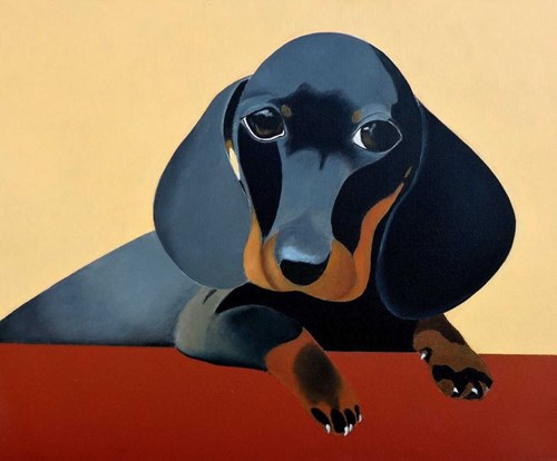Living room painting by Antoni Janusz Wojnarowski titled Kropa the Dog