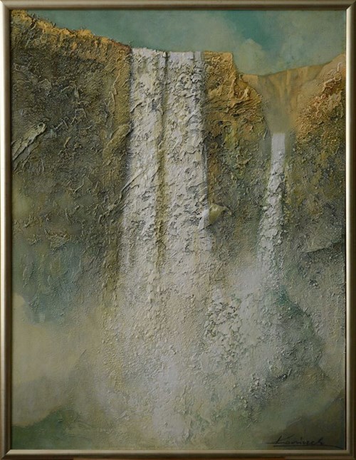 Living room painting by Krzysztof Koniczek titled Waterfalls of Hope