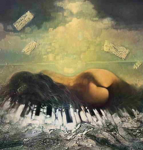 Living room painting by Krzysztof Koniczek titled Musical Breath