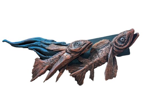 Rzeźba do salonu artysty Marcin Myśliwiec pod tytułem Ryby