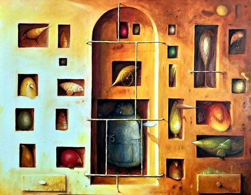 Living room painting by Zbigniew Olszewski titled Volière - collection