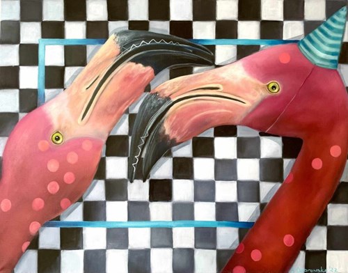 Obraz do salonu artysty Anita Dąbrowska pod tytułem Flamingi