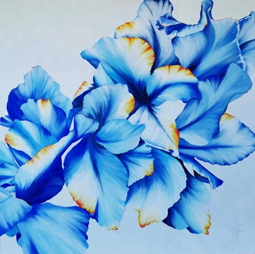 Living room painting by Joanna Półkośnik titled Cornflower blue dreams