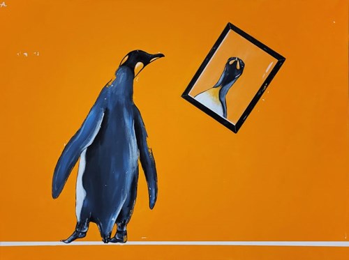 Obraz do salonu artysty Aleksandra Lacheta pod tytułem W krzywym zwierciadle