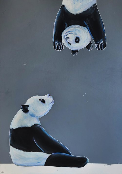 Obraz do salonu artysty Aleksandra Lacheta pod tytułem Do góry nogami