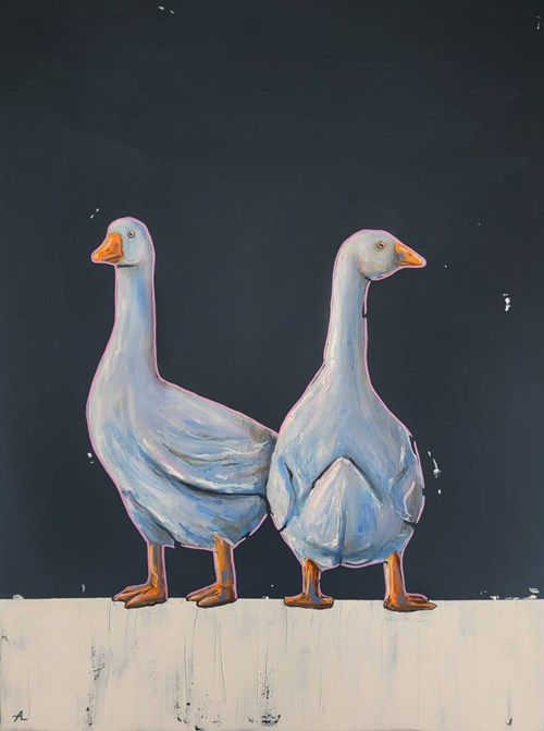 Living room painting by Aleksandra Lacheta titled Two geese