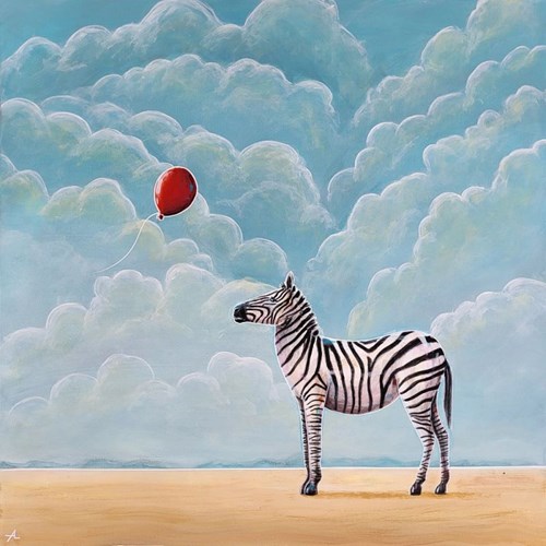 Living room painting by Aleksandra Lacheta titled Meeting with the red balloon