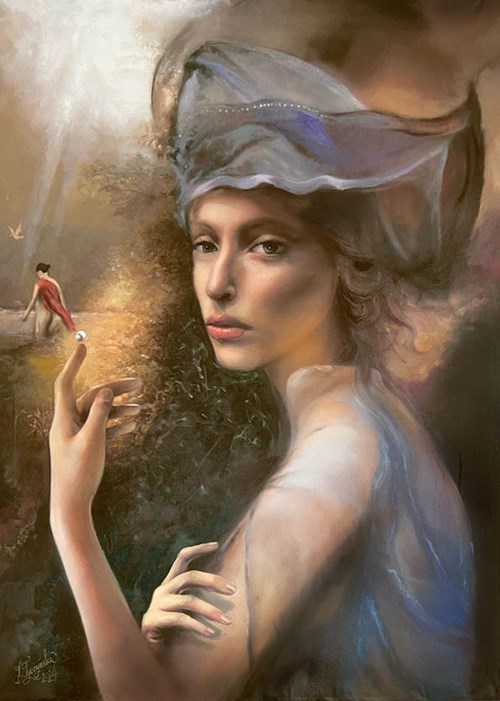 Obraz do salonu artysty Jacek Tyczyński pod tytułem Kobieta z perłą