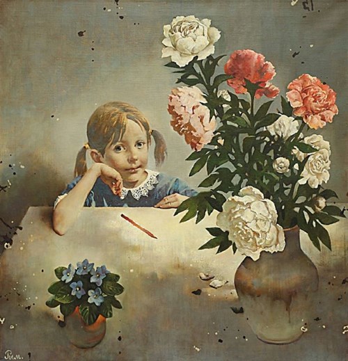 Obraz do salonu artysty Siergiej Rimaszewski pod tytułem Piwonie