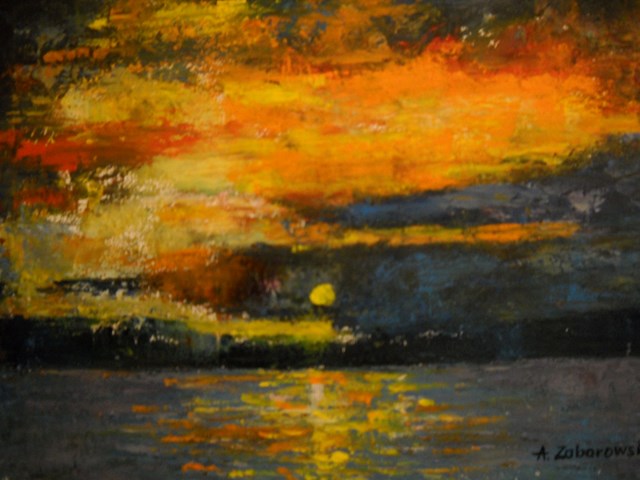 Living room painting by Antoni Zaborowski titled Sun set