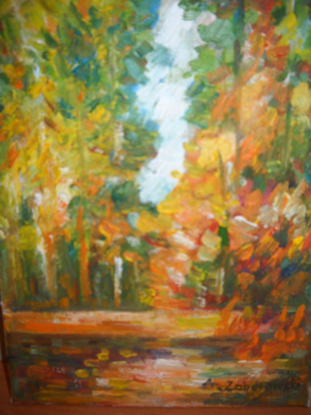 Living room painting by Antoni Zaborowski titled  Forest in autumn IV