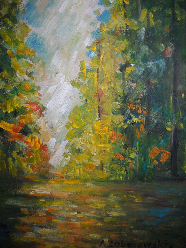 Living room painting by Antoni Zaborowski titled  Autumn Forest 4