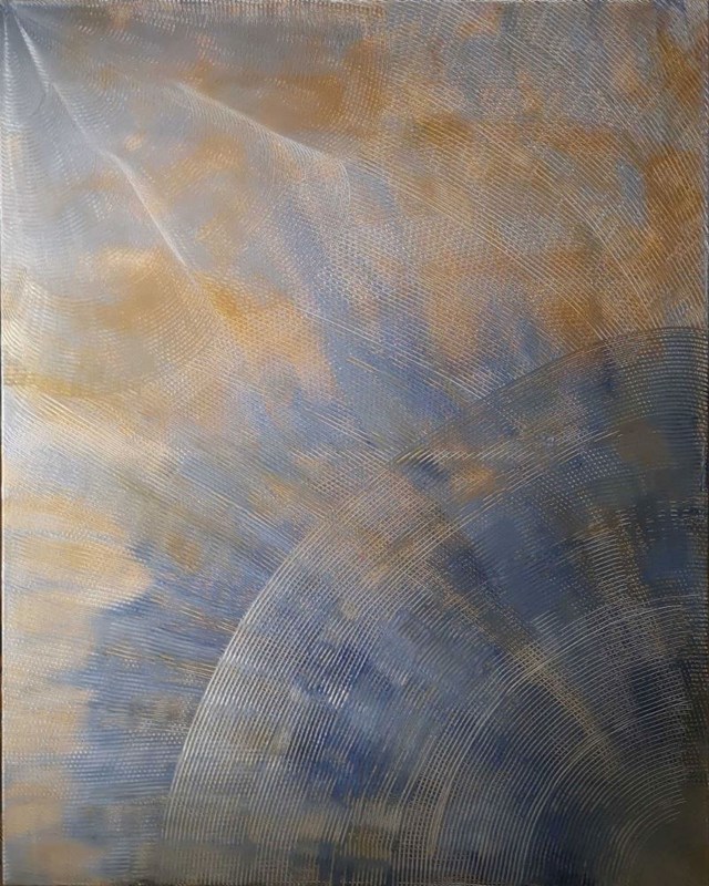 Living room painting by Magdalena Woźniak titled Golden live 12