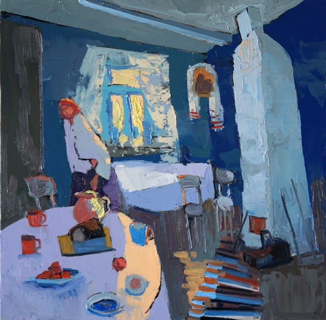 Living room painting by Daniel Gromacki titled Proste słowa