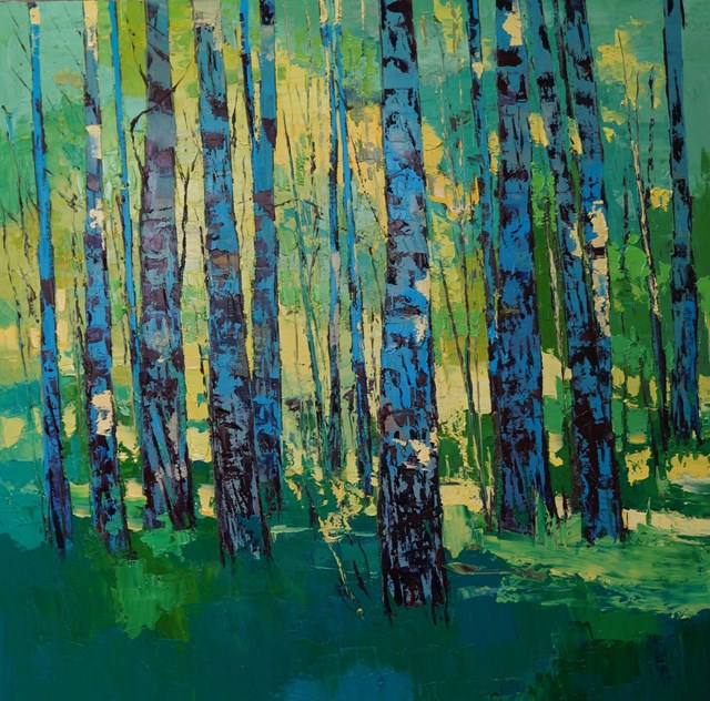 Living room painting by Daniel Gromacki titled Summer in forest