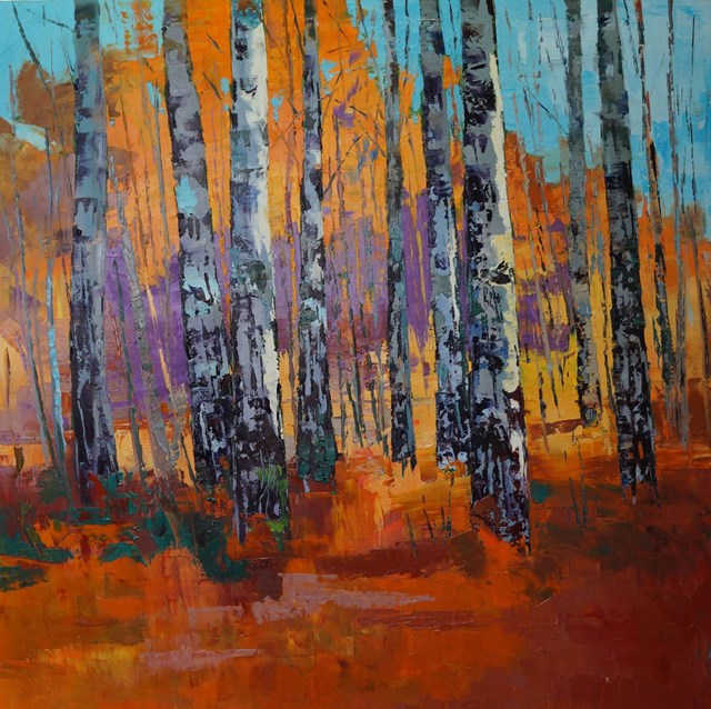 Living room painting by Daniel Gromacki titled Autumn in forest