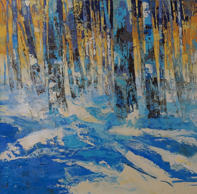 Living room painting by Daniel Gromacki titled Winter in the Forest