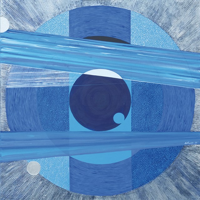Obraz do salonu artysty Jarosław Kałużyński pod tytułem kompozycja niebieska jeden