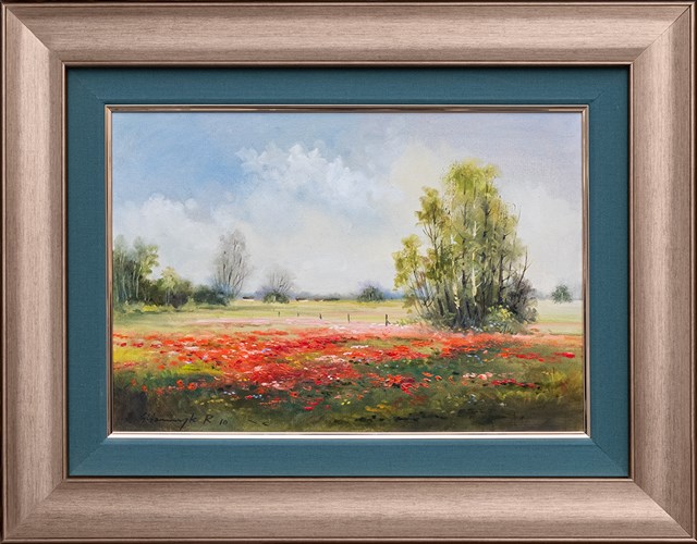 Living room painting by Ryszard Gbiorczyk titled Poppies