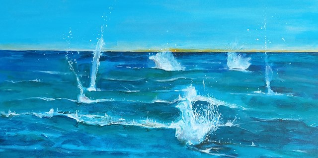 Living room painting by Barbara Lis titled Ocean's breath