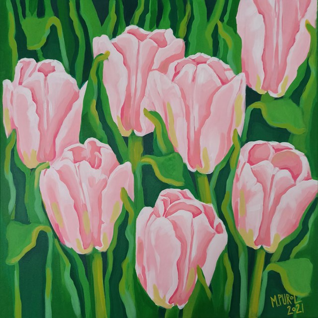 Living room painting by Magdalena Purol titled Tulips Field  01