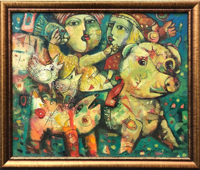 Living room painting by Wasyli Martynczuk titled Carnival