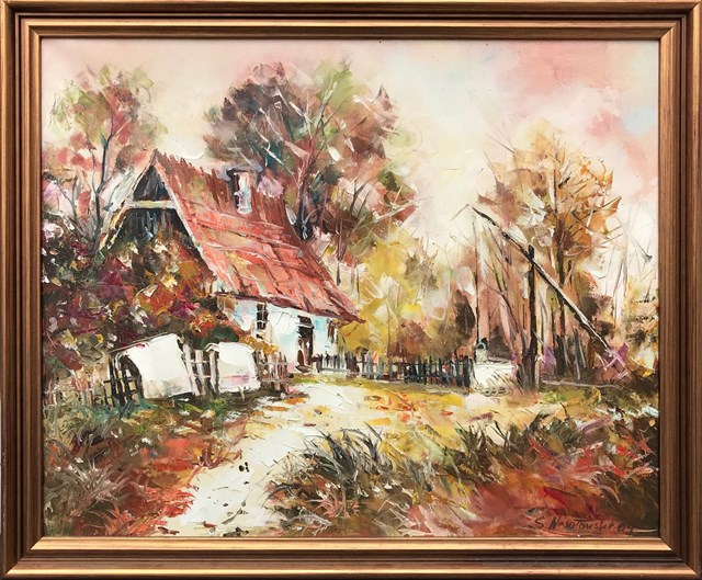 Living room painting by Stanisław Wesołowski titled In the colors of autumn