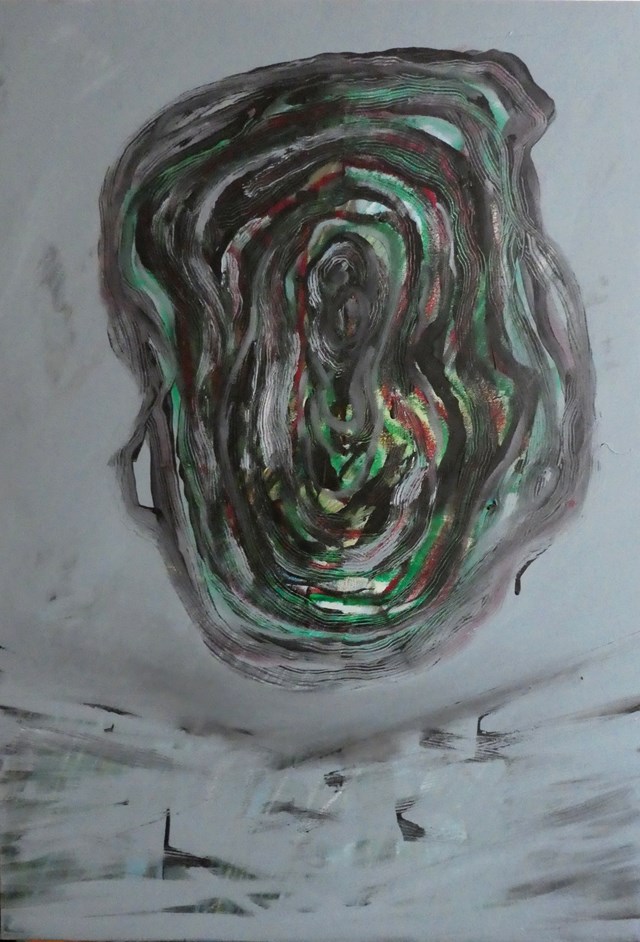 Living room painting by Andrzej S. Grabowski titled Alien