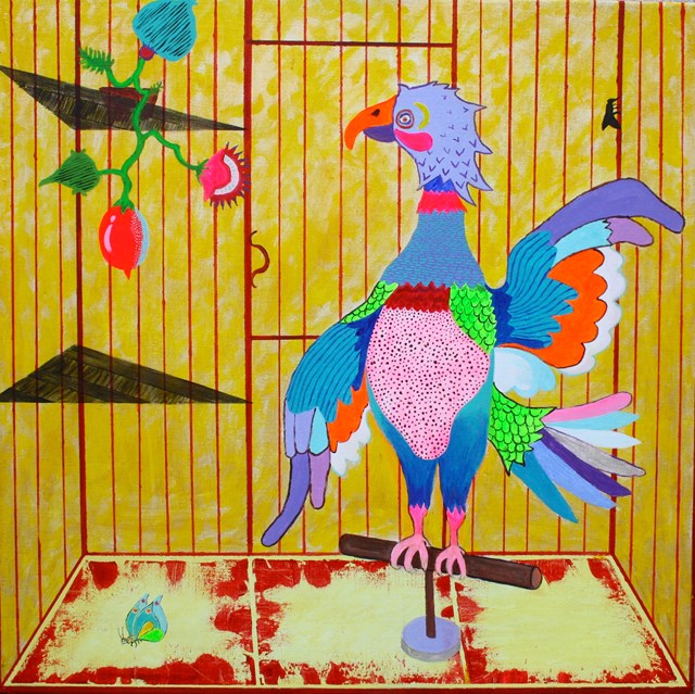 Living room painting by Mariusz Drabarek titled '' Parrot '' - (1 from the triptych)