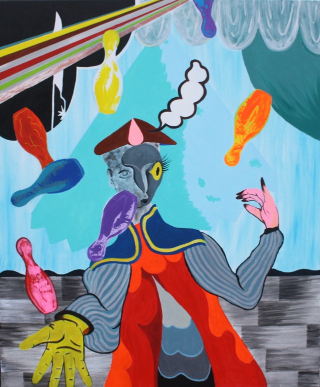 Living room painting by Mariusz Drabarek titled ''Juggler''