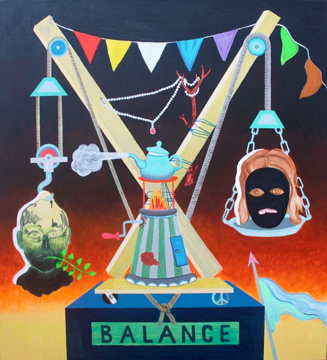 Living room painting by Mariusz Drabarek titled ''Balance''